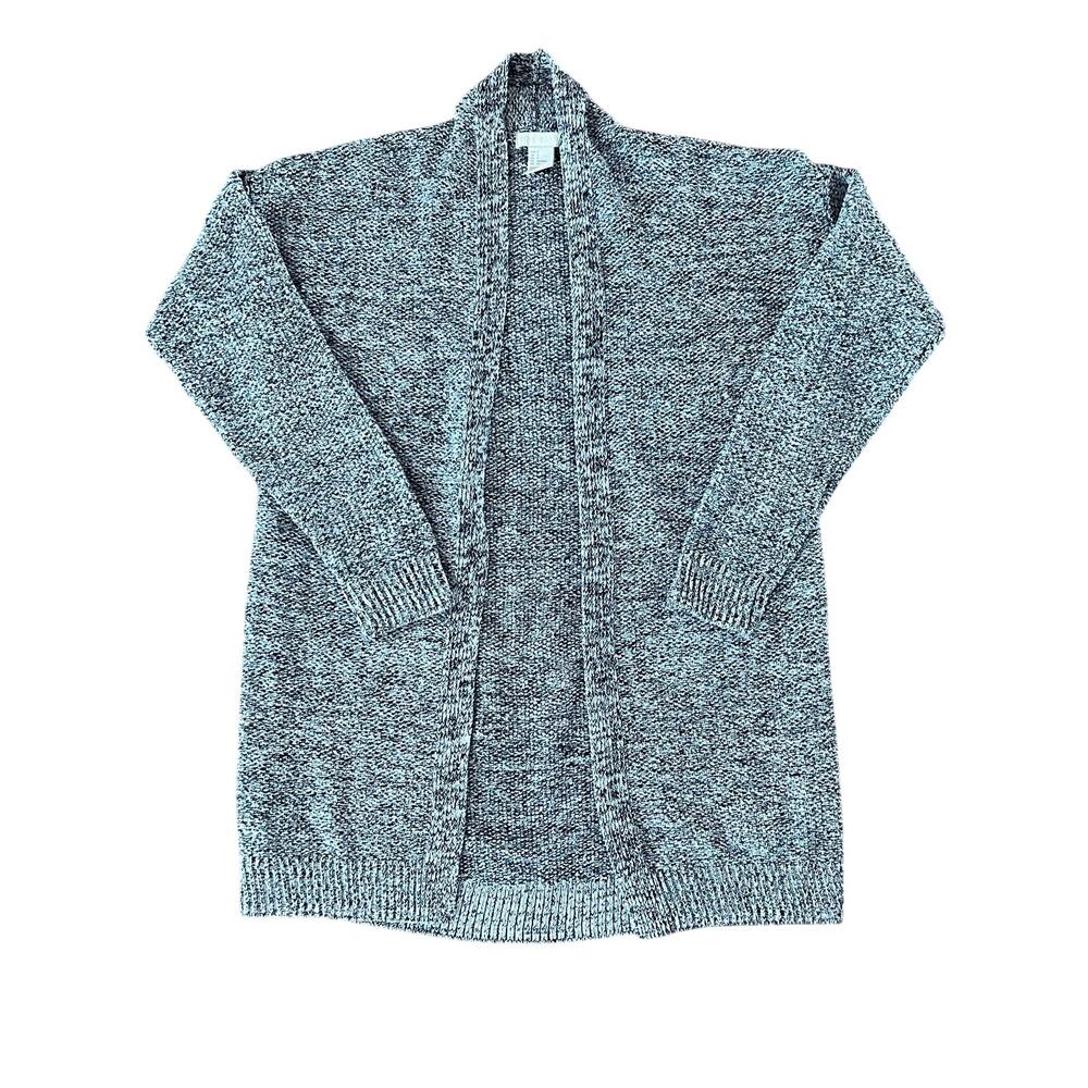 H&M Conscious Marled Black and White Knit Open Front Cardigan | S